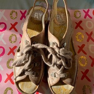 Fly London wedge lace up sandal sz 7 new